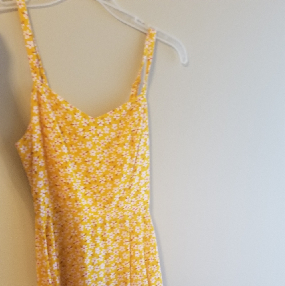Yellow floral mini dress
